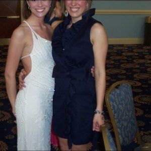 Milly of NY Navy Jacquard wrap dress